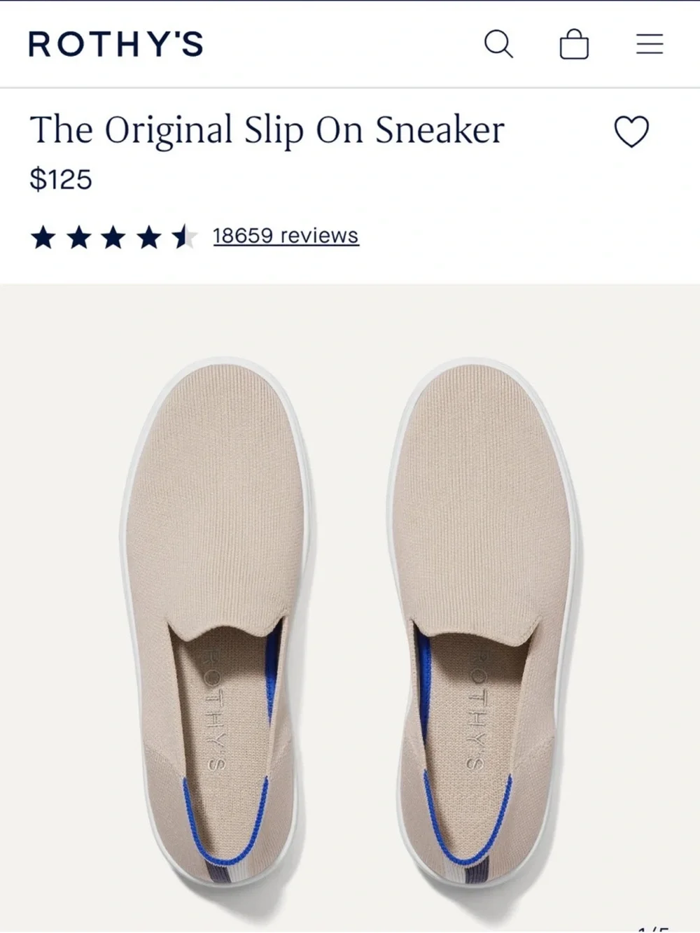 Rothy’s The Original Slip On Sneaker in Sand Color 8.5